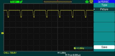 Voltage drop test: U= 200 Vdc, Umin=130 Vdc, Δt=0,250 s, P=150 W