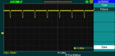 Voltage drop test: U= 200 Vdc, Umin=130 Vdc, Δt=0,2 s, P=350W